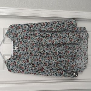 J Jill Long sleeve button front rayon shirt size M